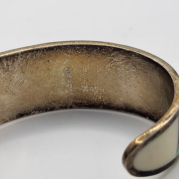 Alpaca Mother of Pearl Abalone Enamel Sterling Silver 6.5in - Picture 3 of 7